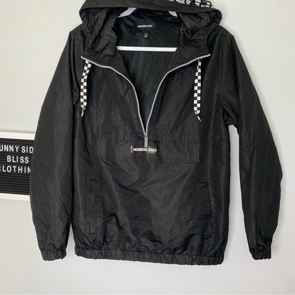 Members Only Black Lightweight Pullover Windbreaker Jacket Size Small - Picture 5 of 16